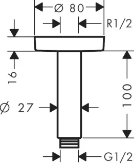 Держатель верхнего душа Hansgrohe  27393990 золото