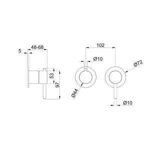 Смеситель скрытого монтажа  WHITECROSS 2-Y1243BL черный матовый