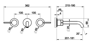 Встраиваемый смеситель для раковины Gessi Intreccio 54194.707 чёрный брашированный
