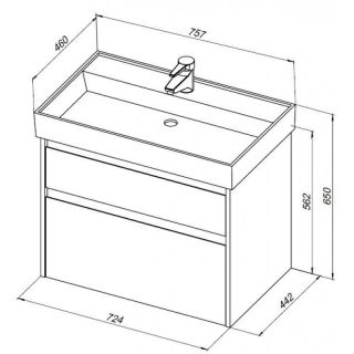 Тумба под раковину Aquanet Nova Lite 287895 75 см дуб чёрный