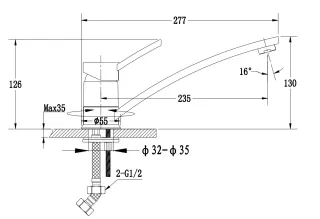 Смеситель для кухни GranFest 1724 черный