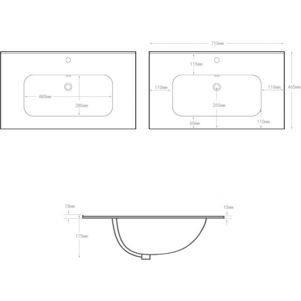 Раковина Aquanet Flat 330430 70 см белый матовый