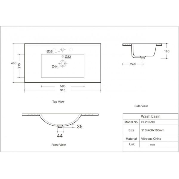 Раковина Aquanet Flow 347432 90 см белый