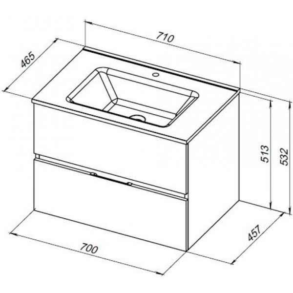 Тумба под раковину Aquanet Алвита New 334185 70 см дуб веллингтон табак