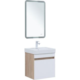 Тумба под раковину Aquanet Оптима 344798  50 см дуб светлый/белый сатин