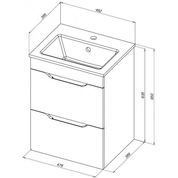 Тумба под раковину Aquanet Практика 347914 50 см белый глянец