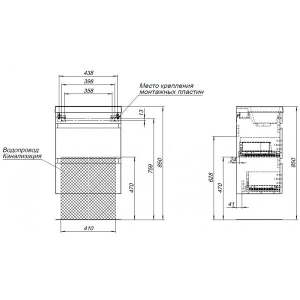 Тумба под раковину Aquanet Нота New 335416 50 см белый