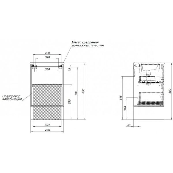 Тумба под раковину Aquanet Милан 336366 50 см белый глянец