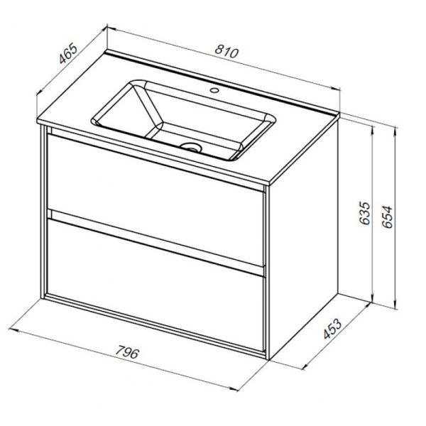 Тумба под раковину Aquanet Милан 336369 80 см белый глянец