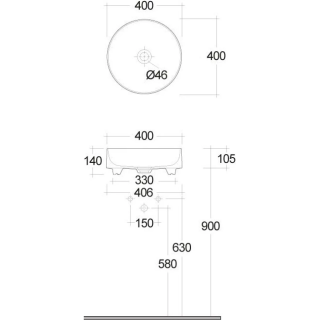 Раковина Kludi Resa R 58CW10O2 40 см светло-серый матовый