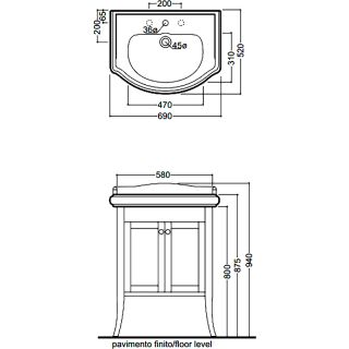 Тумба под раковину Kerasan Retro 735130 напольная белая