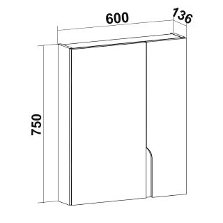 Зеркальный шкаф Runo  Стокгольм 60 (00-00001126)