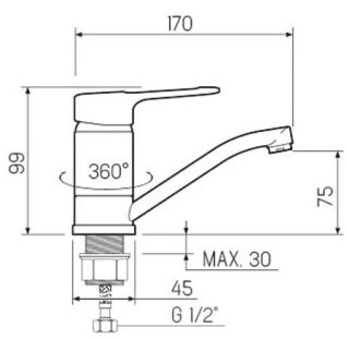 Смеситель для кухни РМС SL139-004F-15 хром