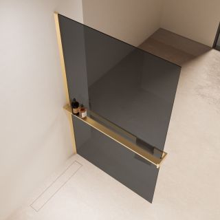 Душевая перегородка Vincea Walk-In VSW-1HR100CGG, 1000*2000, матовый золотой, стекло тонированное