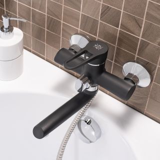 Смеситель для ванны с душем РМС SL77BL-009E чёрный
