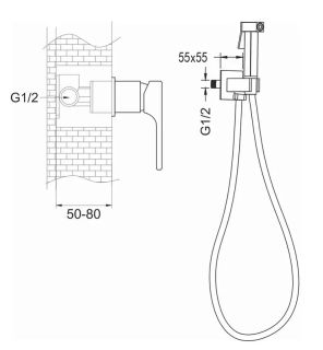 Гигиенический душ со смесителем Rose R1005H чёрный матовый