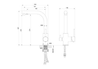 Смеситель для кухни Wonzon & Woghand WW-88458005-CR c подключением фильтра хром