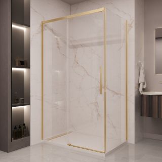 Душевой уголок Vincea Stella VSR-1ST9011CLG, 1100*900, брашированное золото, стекло прозрачное