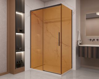 Душевой уголок Vincea Stella VSR-1ST9012GSB, 1200*900, черный, стекло янтарь