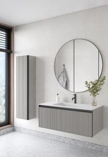 Тумба под раковину Armadi Art Quatro 790-M1-100-L-RIB-A-LED 100 см с подсветкой серый/антрацит