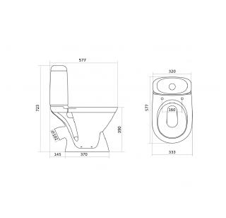 Унитаз-компакт Santek Римини с диагональным выпуском, эконом- 2 реж., полипропилен, 1WH501523