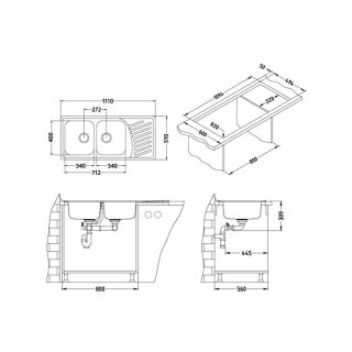 Кухонная мойка Alveus 1009386 Elegant 70 Sat-90 111x51