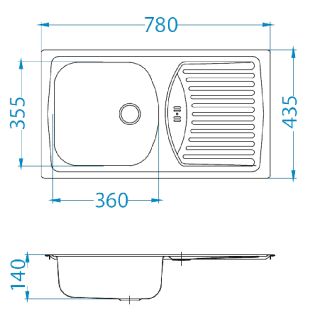 Кухонная мойка Alveus 1136530 Basic 150 Nat-60 New 78x43.5