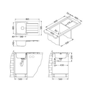 Кухонная мойка Alveus 1085954 Line Maxim 20 Sat-90 FS 86.5x50.5