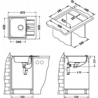 Кухонная мойка Alveus 1085959 Line Maxim 60 FS Sat-90 61.5x50.5 Lux