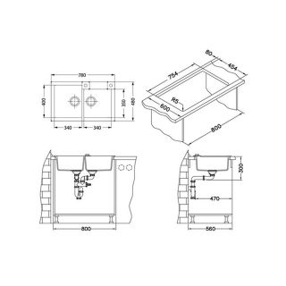 Кухонная мойка Alveus 1090963 Rock 90 Granital Arctic-G11 78x48