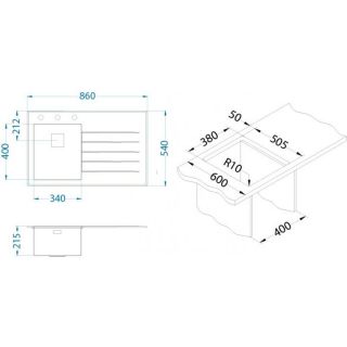 Кухонная мойка Alveus 1099633 Crystalix 10 черная 86x54 левая