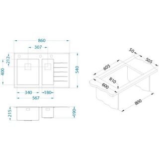 Кухонная мойка Alveus 1099641 Crystalix 20 черное 86x54 левая