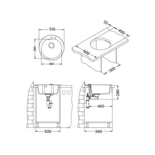Кухонная мойка Alveus 1076855 Niagara 10 Granital Beige-G55 50.5x50.5