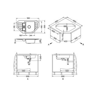 Кухонная мойка Alveus 1090939 Niagara 60 Granital Beige-G55 90x50