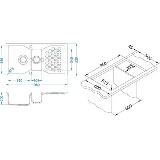 Кухонная мойка Alveus 1108024 Sensual 70 Granital+ Chocolate-G03M 98x52