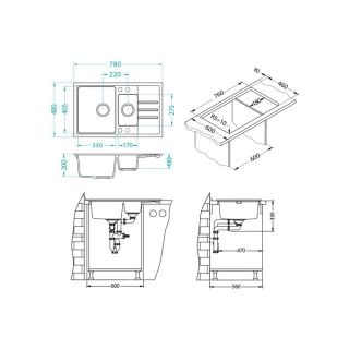Кухонная мойка Alveus 1119693 Intermezzo 70 Granital Concrete-G81 78x48