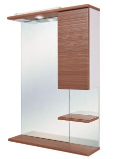 Шкаф-зеркало с подсветкой Onika Элита 206024 правый 60см коричневый штрокс