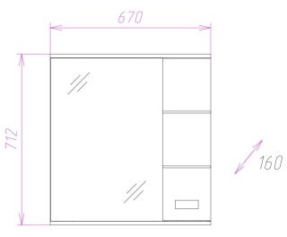 Шкаф-зеркало с подсветкой Onika Балтика 206704 правый 67см белый