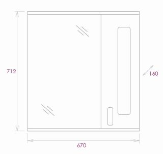 Шкаф-зеркало с подсветкой Onika Кристалл 206706 правый 67см белый