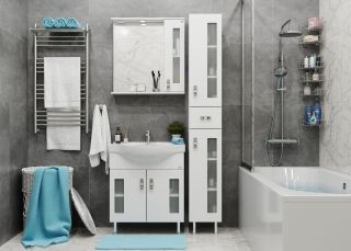 Шкаф-зеркало с подсветкой Onika Кристалл 206706 правый 67см белый