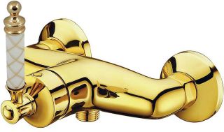 Смеситель для душа Boheme Vogue золото Murano, белое_Комплект золото