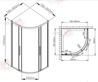 Душевой уголок AvaCan HC 80x80 см хром