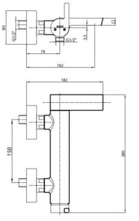 Смеситель для ванны E.C.A. Icon 102102478HEX хром