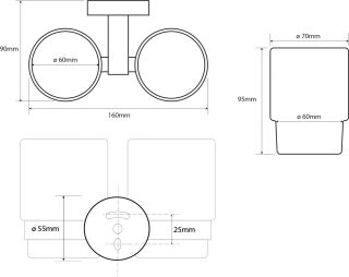 Стакан двойной Sapho X-Round хром XR902