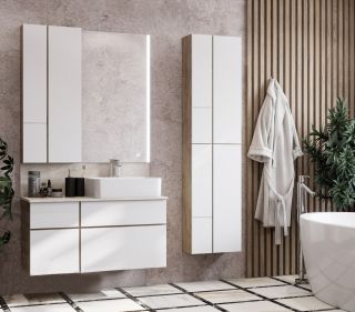 Модуль Акватон Мишель 43см дуб эндгрейн/белый 1A244203MIX40