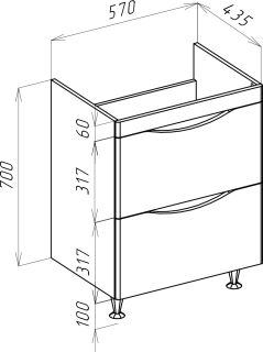 Тумба под раковину Bellezza Санриса 60см капучино 00000010185