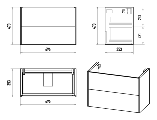 Подвесная тумба под раковину Brevita Toy 70 УТ000025660 белый