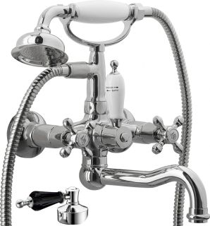 Смеситель для  ванны Boheme (душевой комплект) SW черный хром_Комплект хром