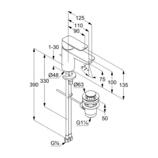 Смеситель для раковины Kludi Pure&Style 403880575WR4 хром