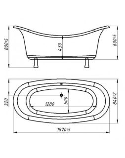 Ванна из искусственного камня Фэма Стиль Габриэлла на опорах RAL 187x84 см